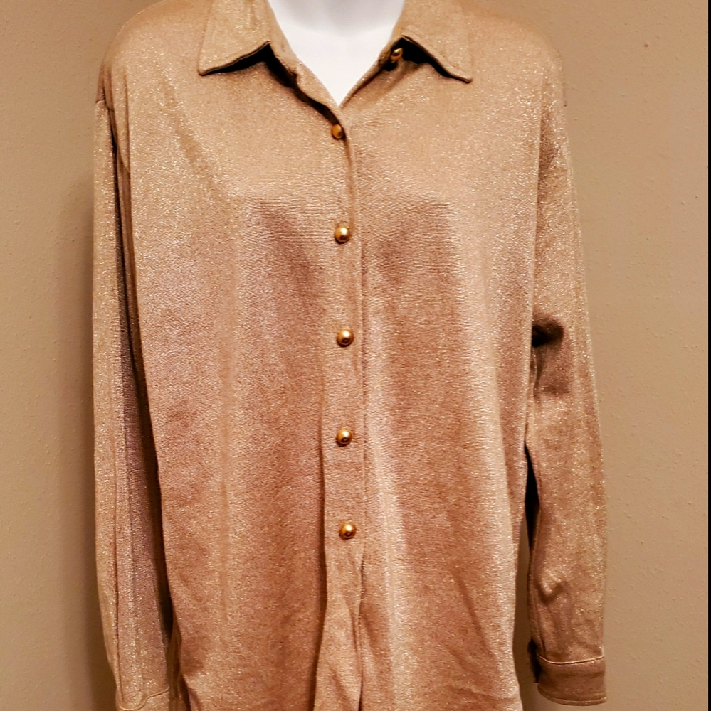 Gold metallic button down